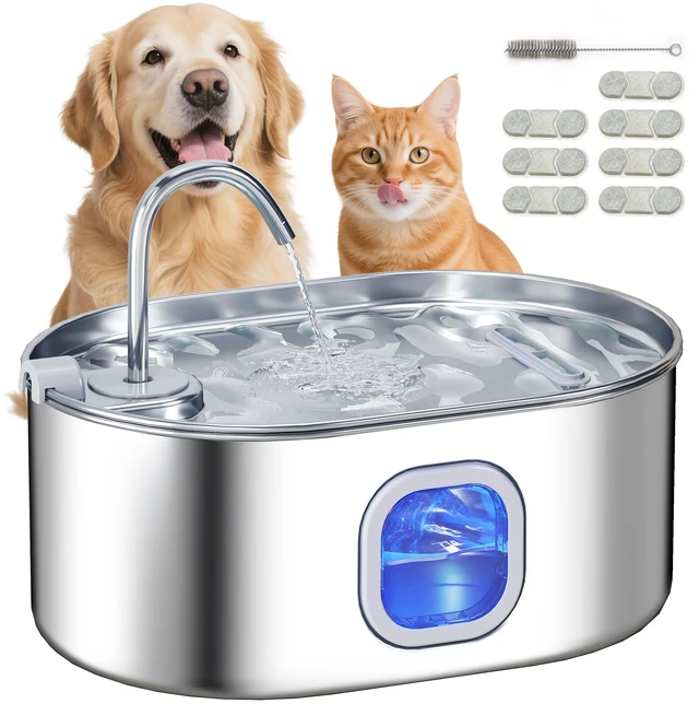 Main image of Paw Hut Cat Water Fountain Stainless Steel, 246 oz Automatic Pet Fountain with Filters Ultra Quiet Pump Visibility