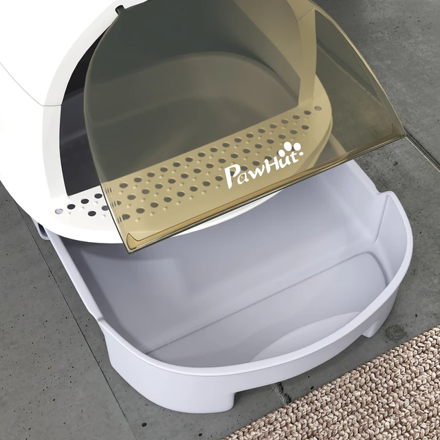 Alt view image 2 of 7 - Paw Hut Cat Litter Box, Covered Kitty Litter Box with Lid Scoop Deodorizing Bags for Odor Control Privacy Portable Easy