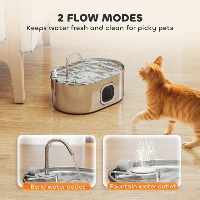 Alt view image 3 of 7 - Paw Hut Cat Water Fountain Stainless Steel, 246 oz Automatic Pet Fountain with Filters Ultra Quiet Pump Visibility