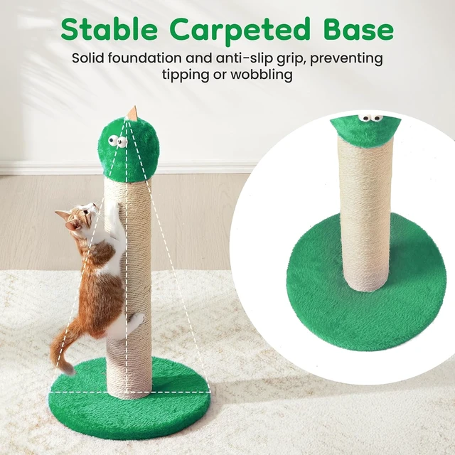 Alt view image 4 of 7 - 22 Inch Cat Scratching Post, Sisal Cat Scratcher with Interactive Hanging Toy Monster Scratch Pole for Indoor Cats