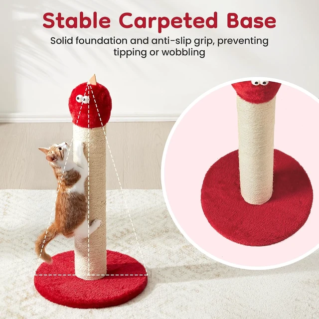 Alt view image 4 of 7 - Indoor Cat Scratching Post 22 in Tall Cat Scratcher with Sisal Rope, Monster Design Kitty Pet Tower with Wood Base Gift