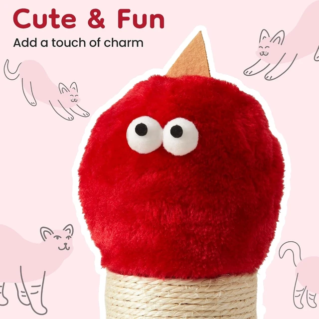 Alt view image 3 of 7 - Indoor Cat Scratching Post 22 in Tall Cat Scratcher with Sisal Rope, Monster Design Kitty Pet Tower with Wood Base Gift
