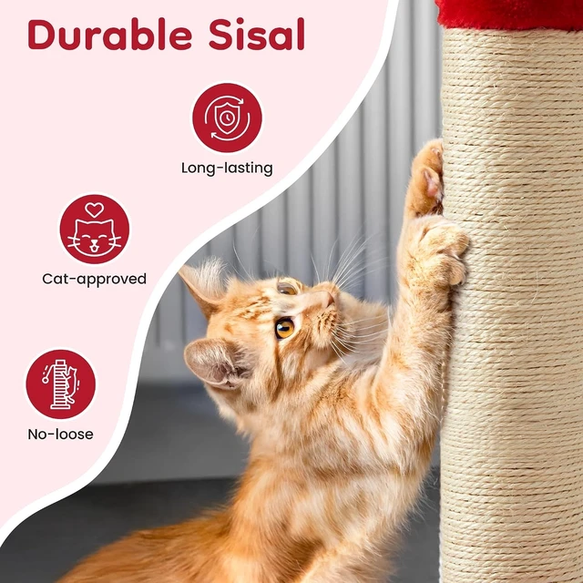 Alt view image 5 of 7 - Indoor Cat Scratching Post 22 in Tall Cat Scratcher with Sisal Rope, Monster Design Kitty Pet Tower with Wood Base Gift