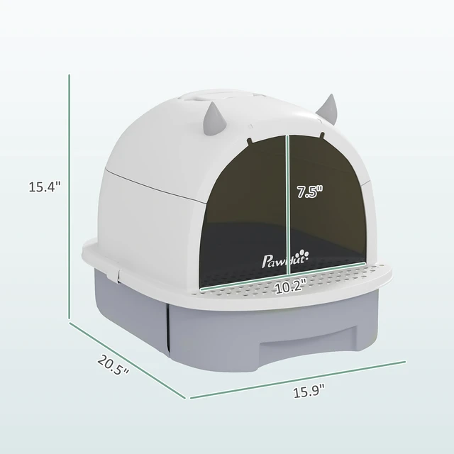 Alt view image 7 of 7 - Paw Hut Cat Litter Box, Covered Kitty Litter Box with Lid Scoop Deodorizing Bags for Odor Control Privacy Portable Easy