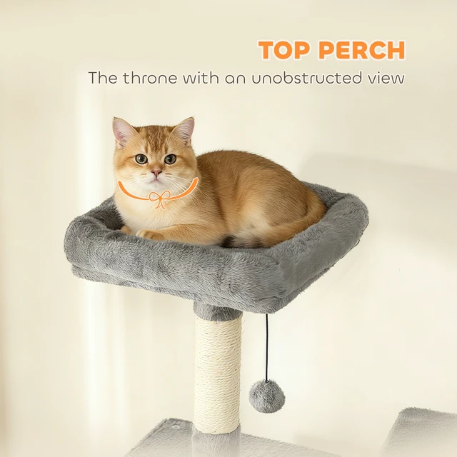 Alt view image 4 of 7 - Paw Hut Cat Tree, 80 Inch Large Cat Tower for Indoor Kittens with Spacious Condos Sisal Scratching Posts Hanging Balls