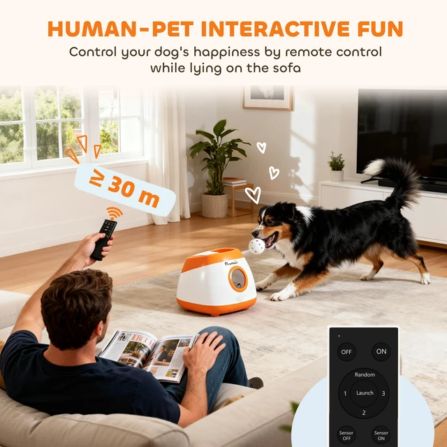 Alt view image 3 of 7 - Paw Hut Automatic Dog Ball Launcher, Rechargeable Dog Ball Thrower with Remote Control Adjustable Distance 40 ft 60 ft