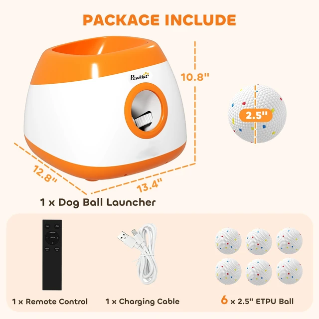 Alt view image 6 of 7 - Paw Hut Automatic Dog Ball Launcher, Rechargeable Dog Ball Thrower with Remote Control Adjustable Distance 40 ft 60 ft