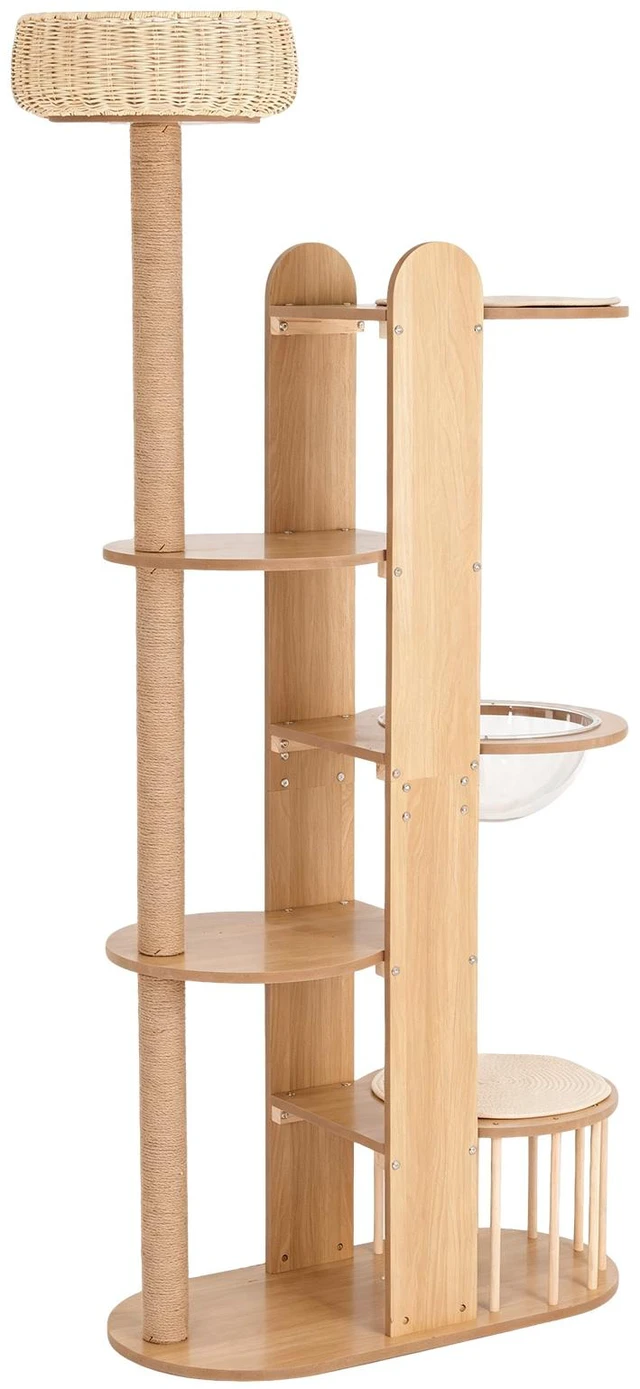 Alt view image 7 of 7 - Level Cat Tree Tower, 70.8 Inch Tall Cat Activity Tree with Sisal Scratching Post Space Capsule Woven Top Bed