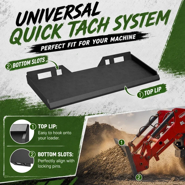 Alt view image 5 of 7 - Inchx 3.6 Inch Solid Quick Attach Plate, Heavy Duty Loader Adapter with Universal Skid Steer Mount Corrosion