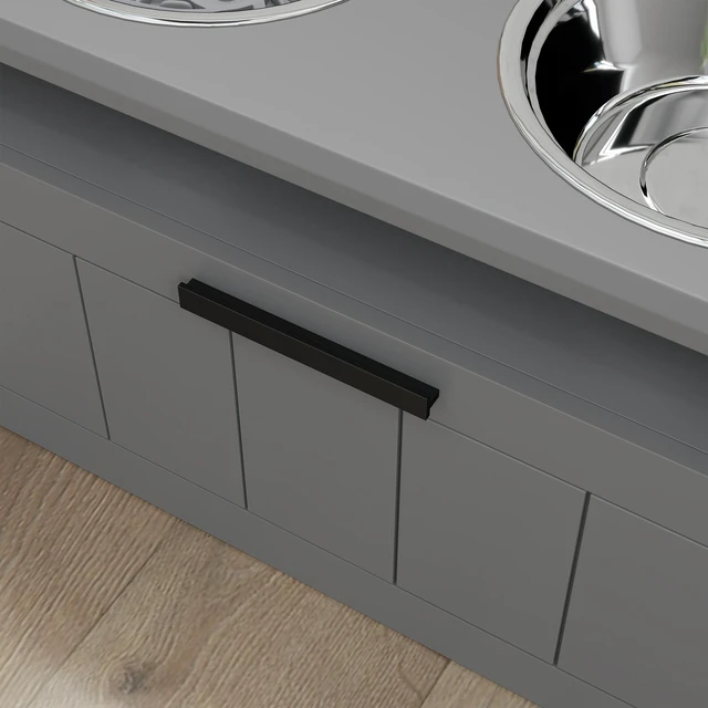 Alt view image 2 of 7 - Paw Hut Elevated Dog Bowls, Raised Dogs Bowl Stand with Stainless Steel Storage Drawer and Slow Feeder Mat Dog Feeding
