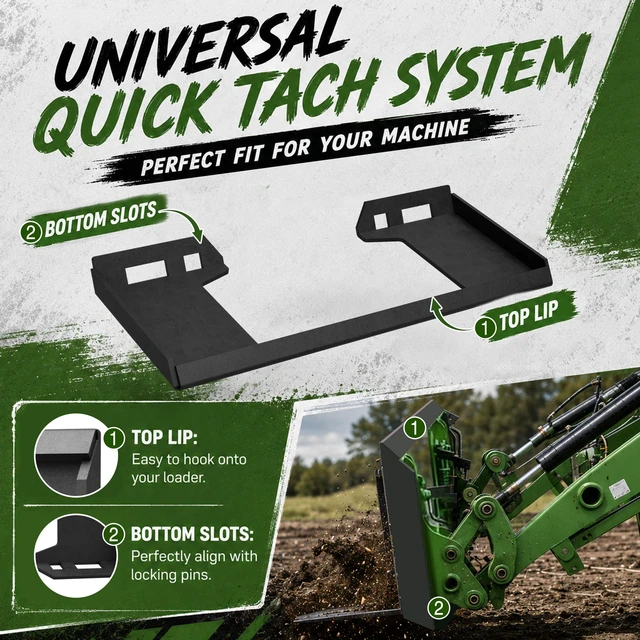 Alt view image 4 of 7 - Inchx 3.6 Inch Open Frame Quick Attach Plate, Heavy Duty Loader Adapter with Universal Skid Steer Mount Corrosion