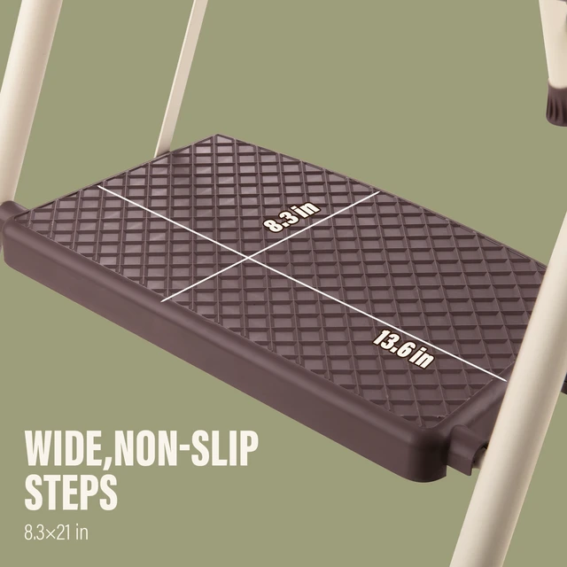 Alt view image 3 of 7 - 4step Ladder, Folding Step Stool with Wide Anti Slip Pedal Steel Ladder Convenient Handrail Lightweight Portable Steel