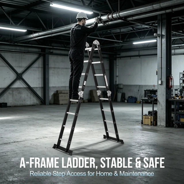 Alt view image 5 of 7 - Folding Ladder, Extension Ladder Outdoor 7 in Purpose Step Heavy Duty Collapsible Tall Adjustable Roof Work Painting