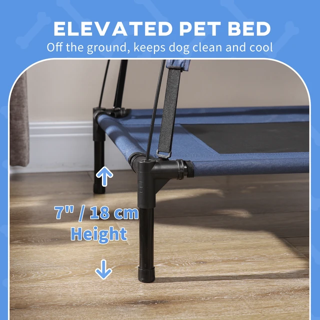 Alt view image 3 of 7 - Paw Hut Elevated Dog Bed with Removable Canopy, Outdoor Dog Cot with Protection Shade 36 Inch Large Pet Bed