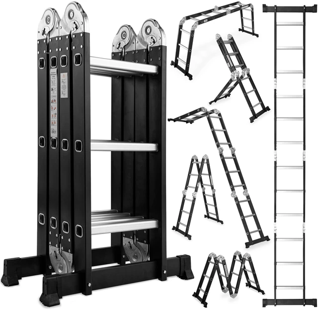 Main image of 4 Folding Ladder, Extension Ladder Outdoor 7 in Purpose Step Heavy Duty Collapsible Tall Adjustable Roof Work Painting