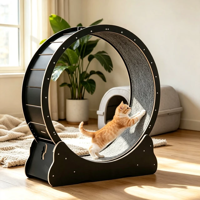 Main image of Cat Wheel, Large Cat Treadmill for Indoor Pets Cats Exercise Running Wheel with Detachable Carpet Quiet and Suitable