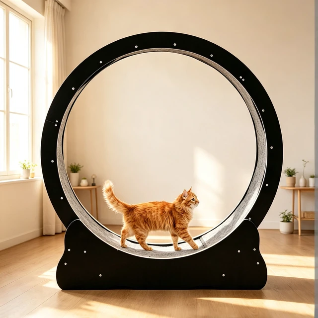 Alt view image 2 of 7 - Cat Wheel, Large Cat Treadmill for Indoor Pets Cats Exercise Running Wheel with Detachable Carpet Quiet and Suitable
