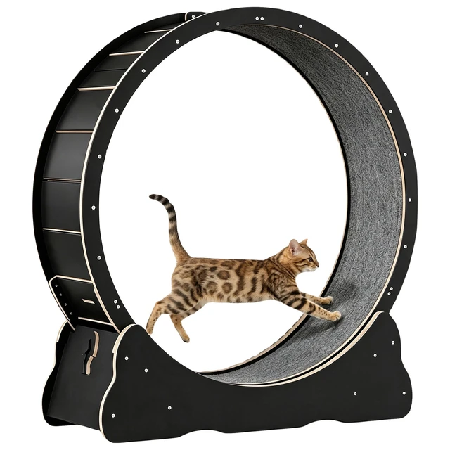 Alt view image 5 of 7 - Cat Wheel, Large Cat Treadmill for Indoor Pets Cats Exercise Running Wheel with Detachable Carpet Quiet and Suitable