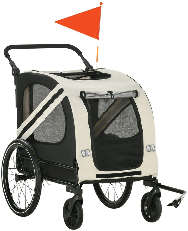 Main image of Pet Bike Trailer for Small Dogs, Road Visibility Bicycle Stroller Weather Bike Wagon Trailer Sidecar Attachment, White