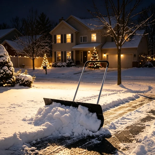 Alt view image 7 of 7 - 37 Inch Wheeled Aluminum Snow Pusher with Adjustable Ergonomic Handle, Black, Snow Removal Tools