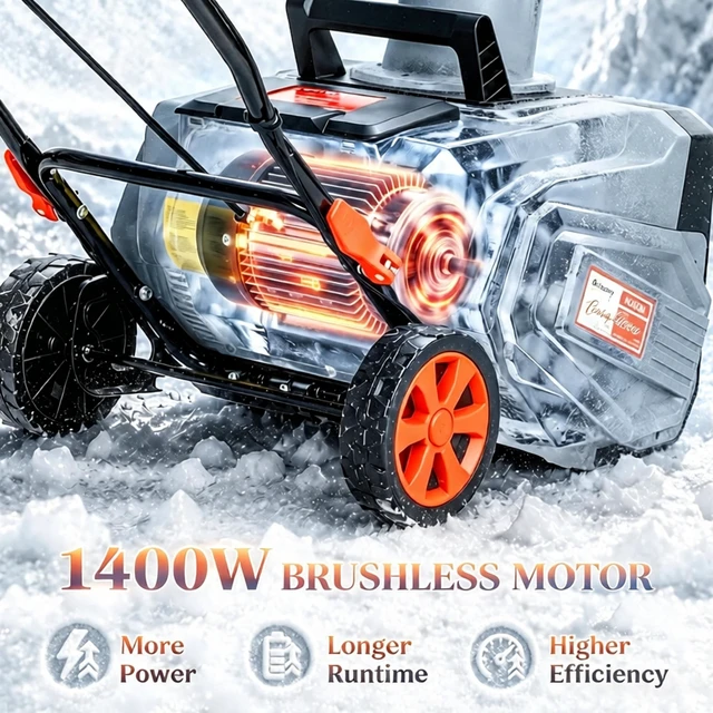 Alt view image 5 of 7 - Brushless Cordless Snow Blower1400 Motor, Auger 12 Inch Clearing Depth Pack 4.0ah Batteries Fast Charger Included