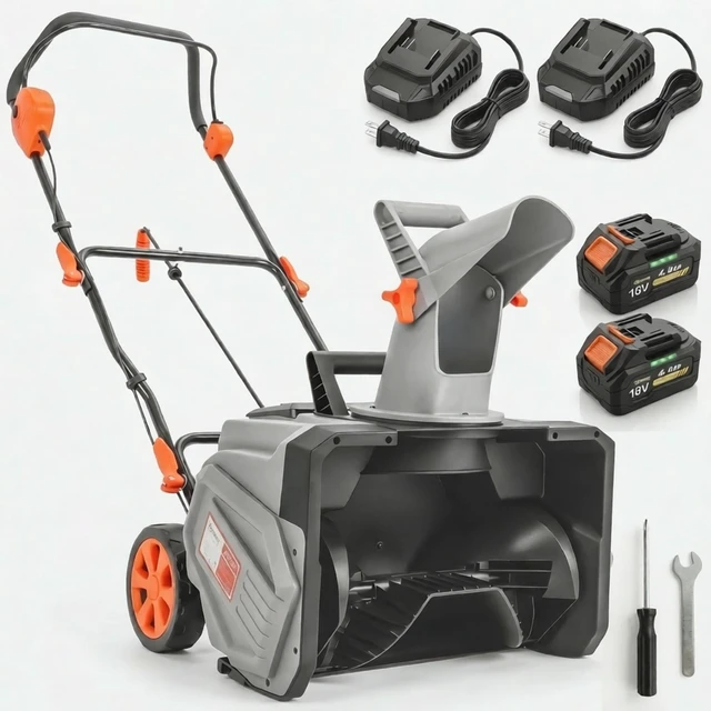 Alt view image 7 of 7 - Brushless Cordless Snow Blower1400 Motor, Auger 12 Inch Clearing Depth Pack 4.0ah Batteries Fast Charger Included