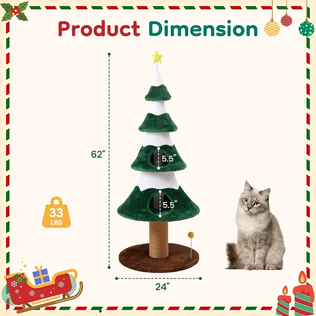 Alt view image 2 of 7 - 62 Inch Cat Tree, Cat Tower with Heavy Duty Base and Scratching Posts Level Plant Like Furniture Sisal Scratcher