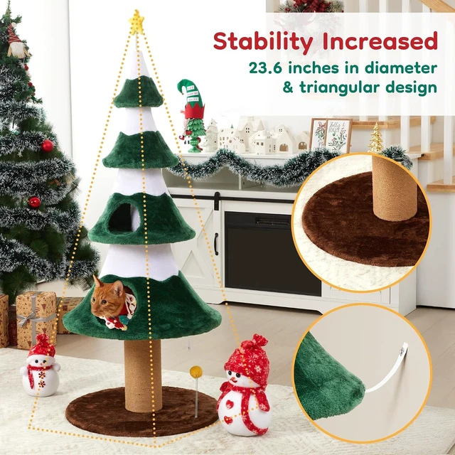 Alt view image 5 of 7 - 62 Inch Cat Tree, Cat Tower with Heavy Duty Base and Scratching Posts Level Plant Like Furniture Sisal Scratcher