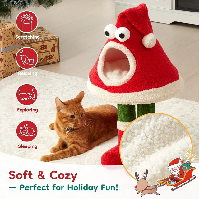 Alt view image 4 of 7 - Cat Tree Tower for Indoor Cats, Functional Cat Tree with Scratching Posts and Bed Small Large Tower, Red, Engineered