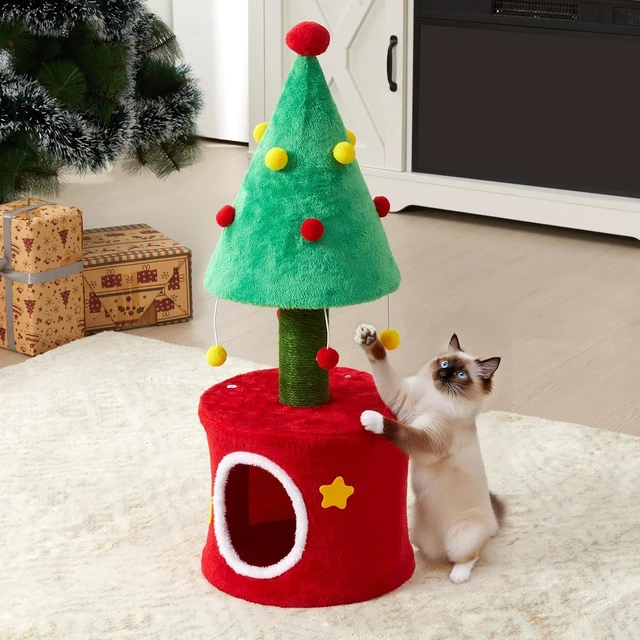 Alt view image 6 of 7 - Cat Tree Tower for Indoor Cats, Cat Tree Small with Sisal Scratching Posts and Bed Functional Furniture for Kittens