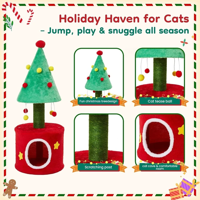 Alt view image 3 of 7 - Cat Tree Tower for Indoor Cats, Cat Tree Small with Sisal Scratching Posts and Bed Functional Furniture for Kittens