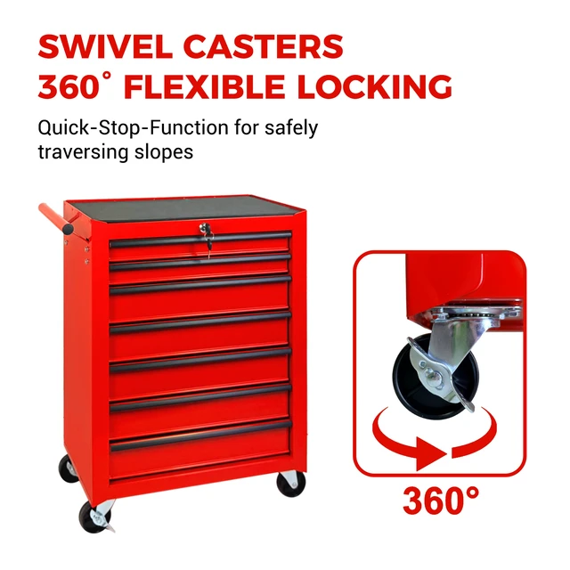 Alt view image 3 of 7 - Rolling Metal Tool Chest with 7 Drawers, Drawer Tool Chest Cabinet with Ball Bearing Slides Steel Storage Box