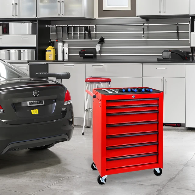 Alt view image 2 of 7 - Rolling Metal Tool Chest with 7 Drawers, Drawer Tool Chest Cabinet with Ball Bearing Slides Steel Storage Box
