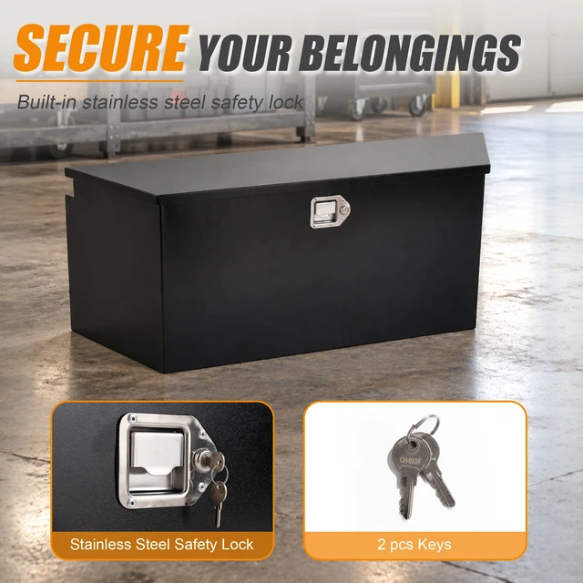 Alt view image 3 of 6 - 49 Inchx18.5 Inch Steel Trailer Tongue Box, Black, Tool Boxes