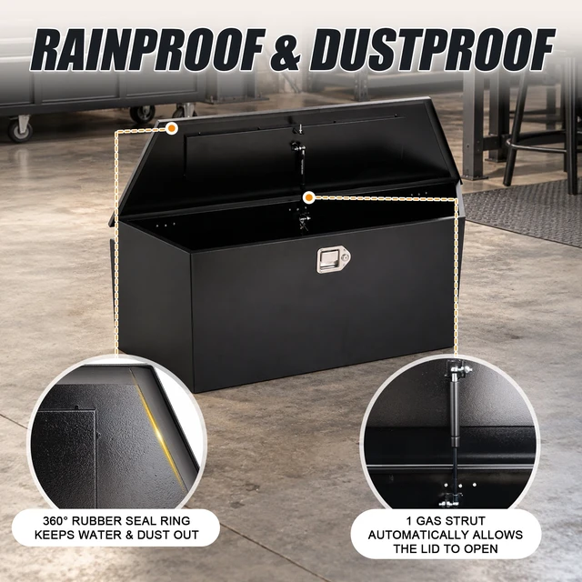 Alt view image 2 of 6 - 49 Inchx18.5 Inch Steel Trailer Tongue Box, Black, Tool Boxes