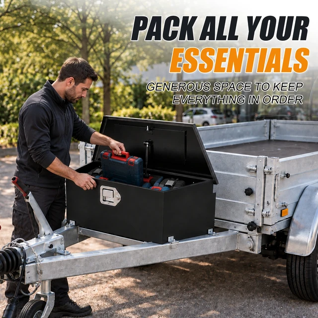 Alt view image 3 of 6 - Inchx16.5 Inchx11.5 Inch Steel Trailer Tongue Box, Black, Tool Boxes