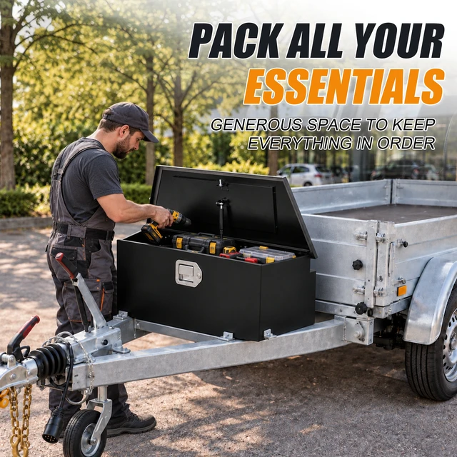 Alt view image 4 of 6 - 49 Inchx18.5 Inch Steel Trailer Tongue Box, Black, Tool Boxes