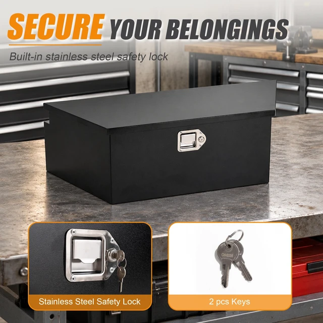 Alt view image 6 of 6 - Inchx16.5 Inchx11.5 Inch Steel Trailer Tongue Box, Black, Tool Boxes