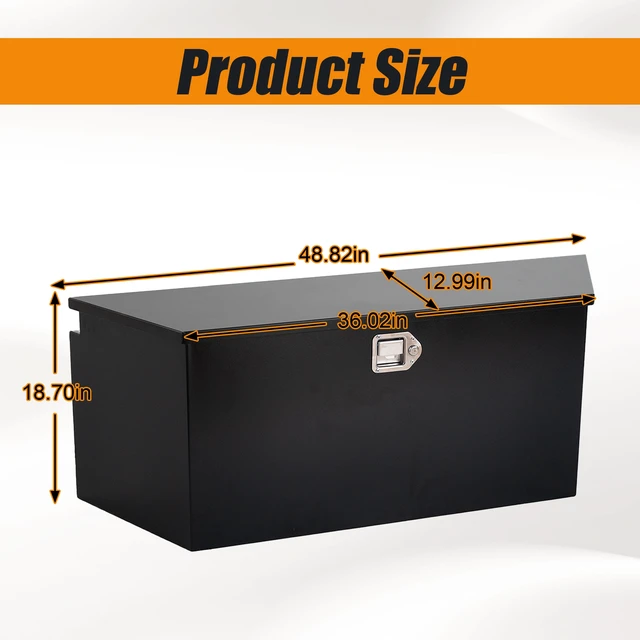 Alt view image 5 of 6 - 49 Inchx18.5 Inch Steel Trailer Tongue Box, Black, Tool Boxes