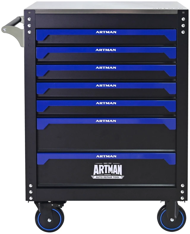 Main image of 30 Inch 7 Drawer Iron Top Practical Rolling Steel Tool Cart, Handle and Wheels Storage Cabinet for Warehouses Repair