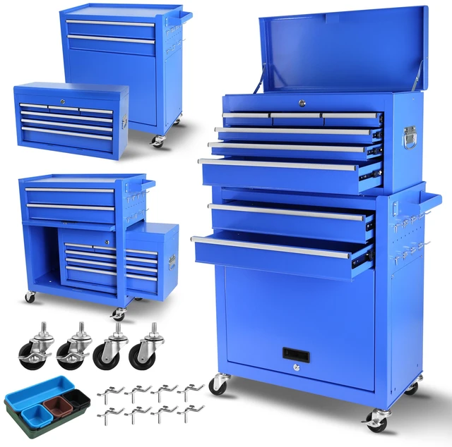 Main image of Rolling Tool Chest with Wheels and 8 Drawers, Detachable Large Tool Cabinet with Lock for Locking Mechanic Cart