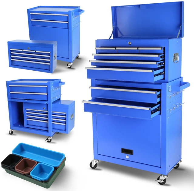 Alt view image 5 of 7 - Rolling Tool Chest with Wheels and 8 Drawers, Detachable Large Tool Cabinet with Lock for Locking Mechanic Cart