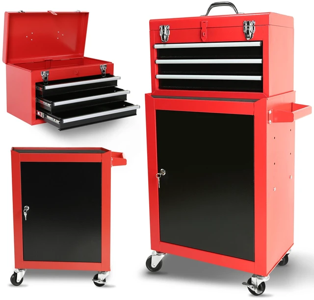 Alt view image 4 of 7 - 3 Drawer Rolling Tool Chest with Wheels, Tool Chest with Large Storage Cabinet and Adjustable Shelf Removable Portable