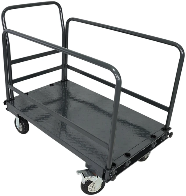 Main image of Heavy Duty Steel Platform Cart with Adjustable Guardrails, Flatbed Hand Truck Dolly for Warehouse Cargo and Panel