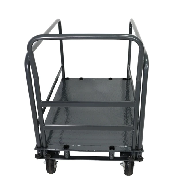Alt view image 4 of 7 - Heavy Duty Steel Platform Cart with Adjustable Guardrails, Flatbed Hand Truck Dolly for Warehouse Cargo and Panel