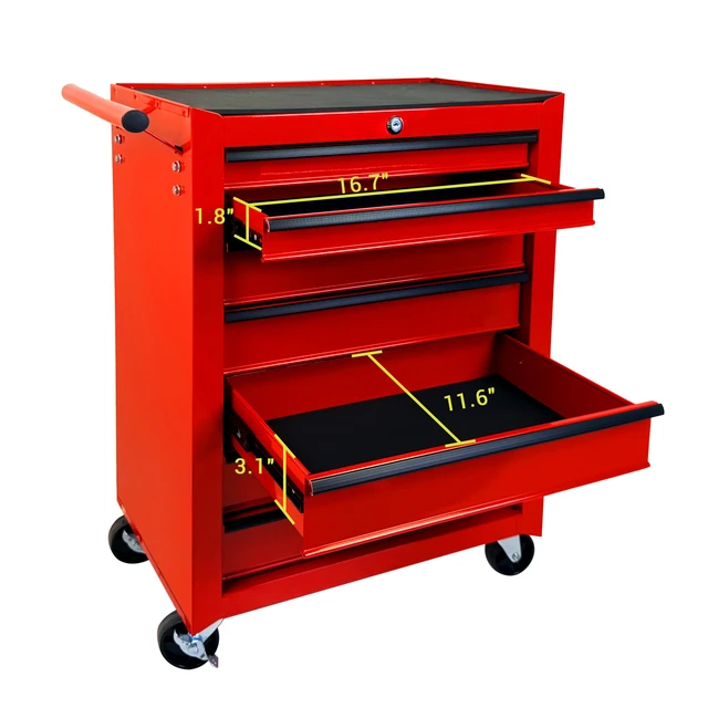 Alt view image 7 of 7 - Rolling Metal Tool Chest with 7 Drawers, Drawer Tool Chest Cabinet with Ball Bearing Slides Steel Storage Box