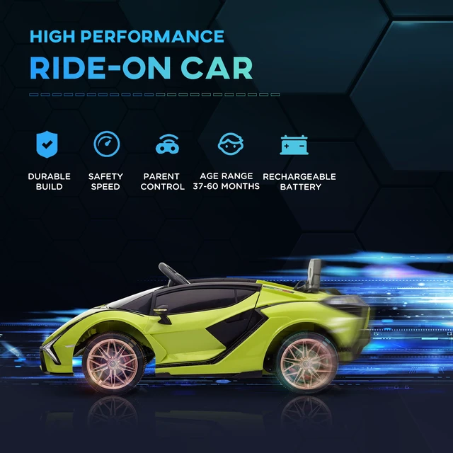 Alt view image 4 of 7 - Lamborghini Licensed Kids Ride Car, Battery Powered Electric Sports Car Toy with Remote Control Horn Music