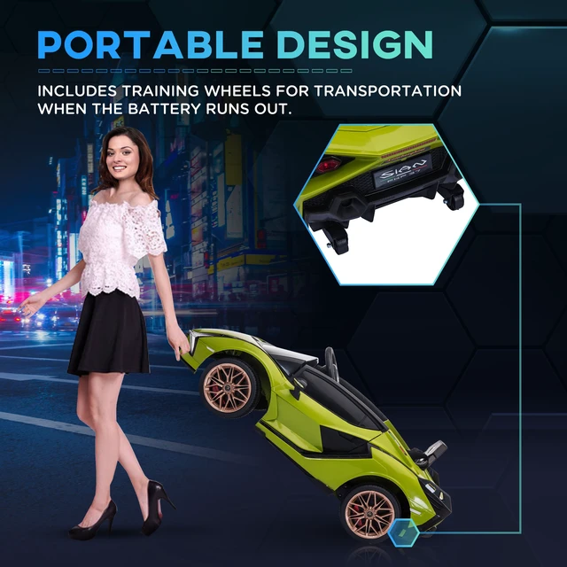 Alt view image 7 of 7 - Lamborghini Licensed Kids Ride Car, Battery Powered Electric Sports Car Toy with Remote Control Horn Music