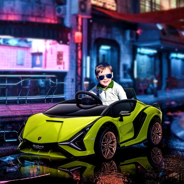 Alt view image 2 of 7 - Lamborghini Licensed Kids Ride Car, Battery Powered Electric Sports Car Toy with Remote Control Horn Music