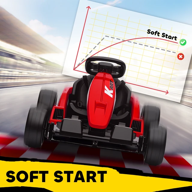 Alt view image 2 of 7 - Electric Kart, 9ah Big Battery Kids Drift Kart with Dual Motors Adjustable Seat and High Speed Slow Start Point Safety